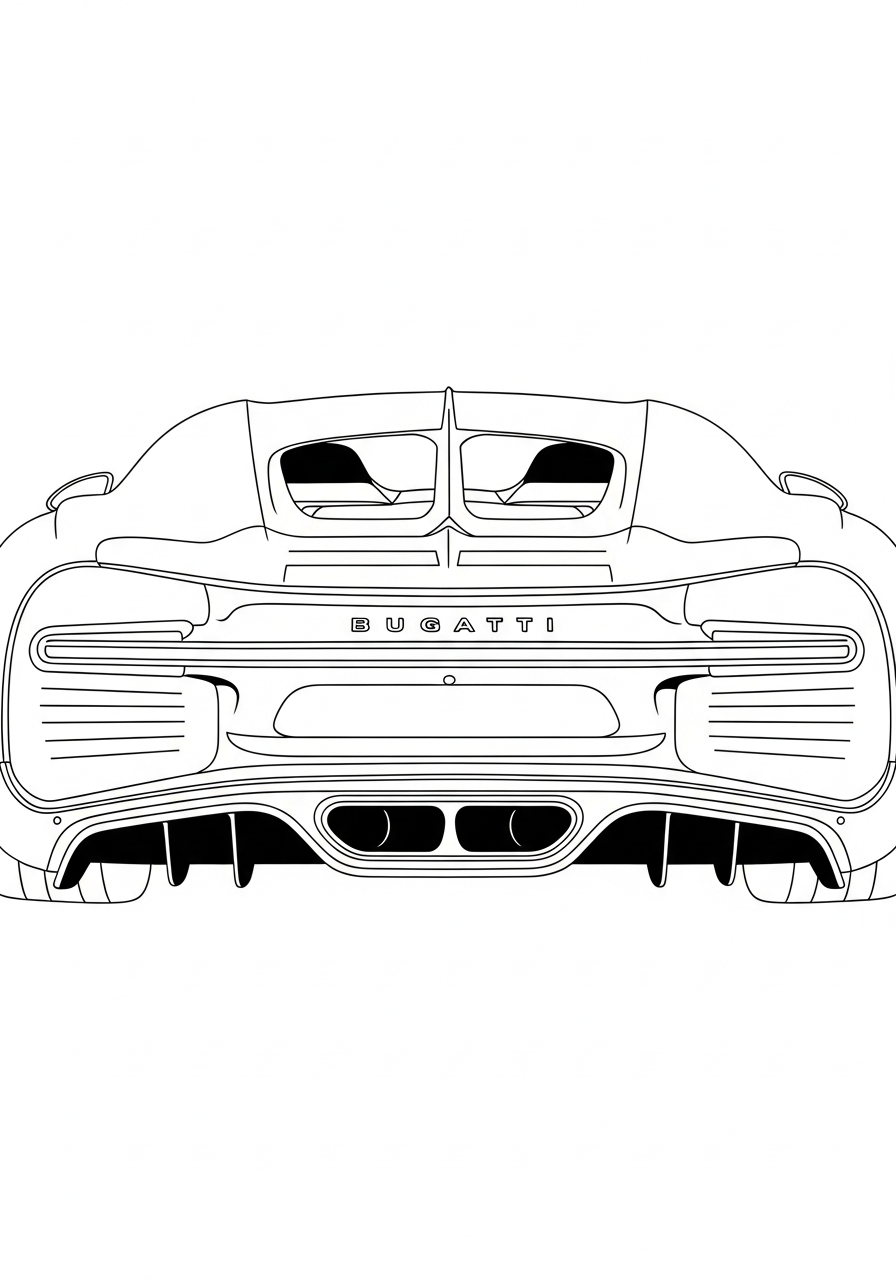 Rear view of Bugatti Chiron coloring page