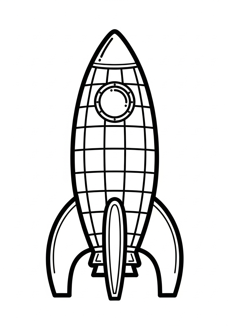 Rocket Ship Coloring Pages 9 Retro 1950s checkerboard rocket coloring page