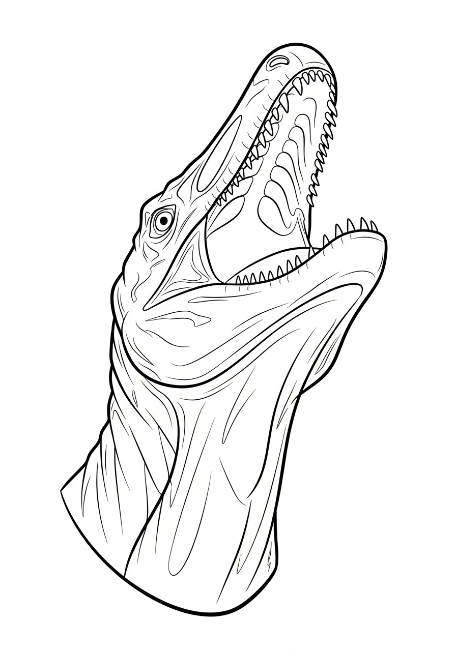 Roaring Mosasaurus head coloring page