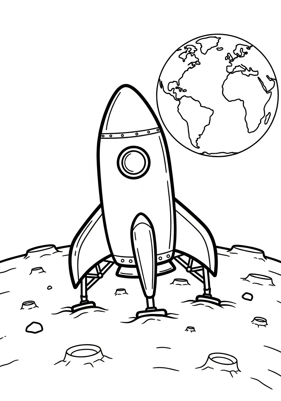 Rocket Ship Coloring Pages 16 Rocket landing on the moon coloring page
