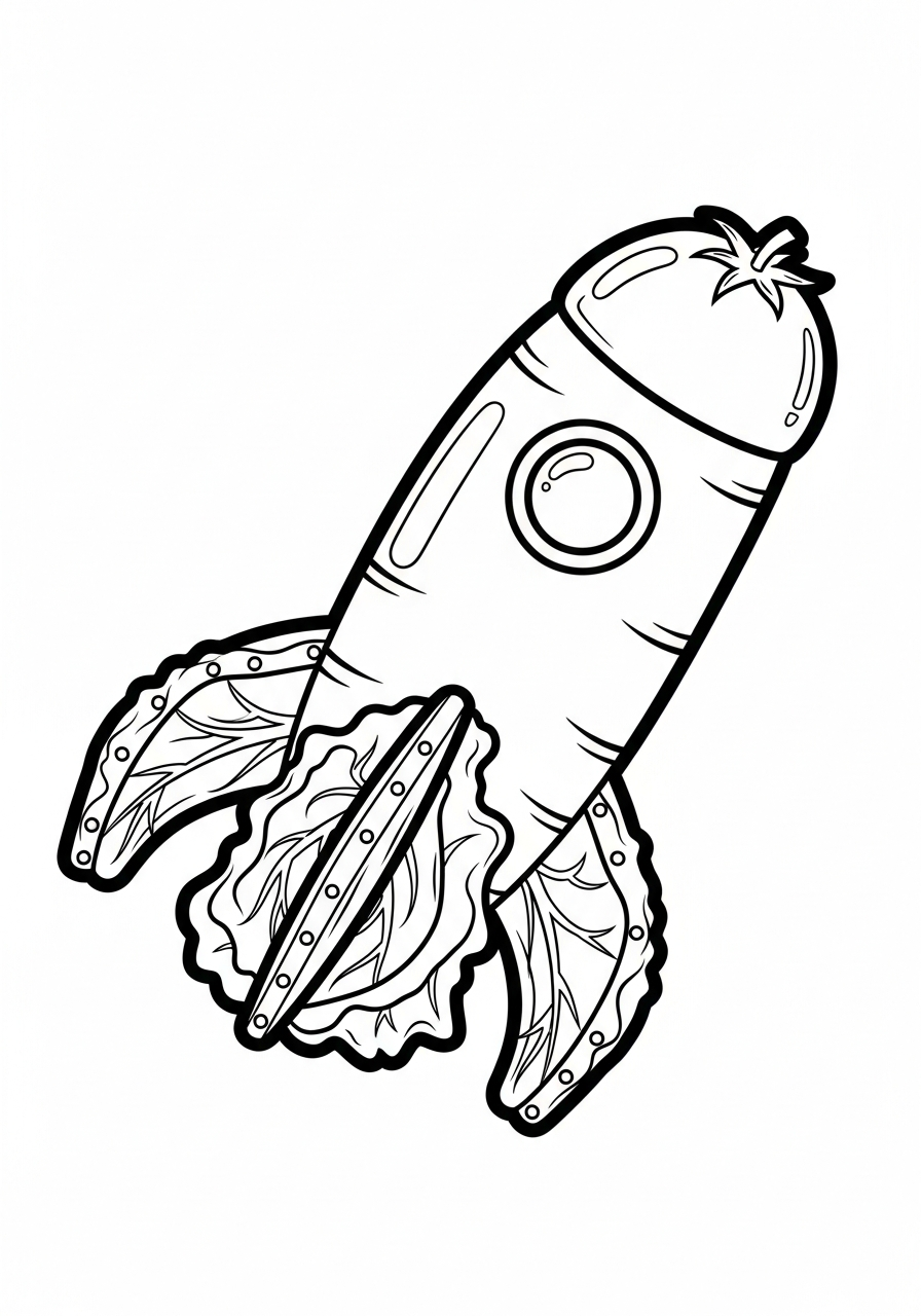 Rocket Ship Coloring Pages 20 Rocket ship made of vegetables coloring page
