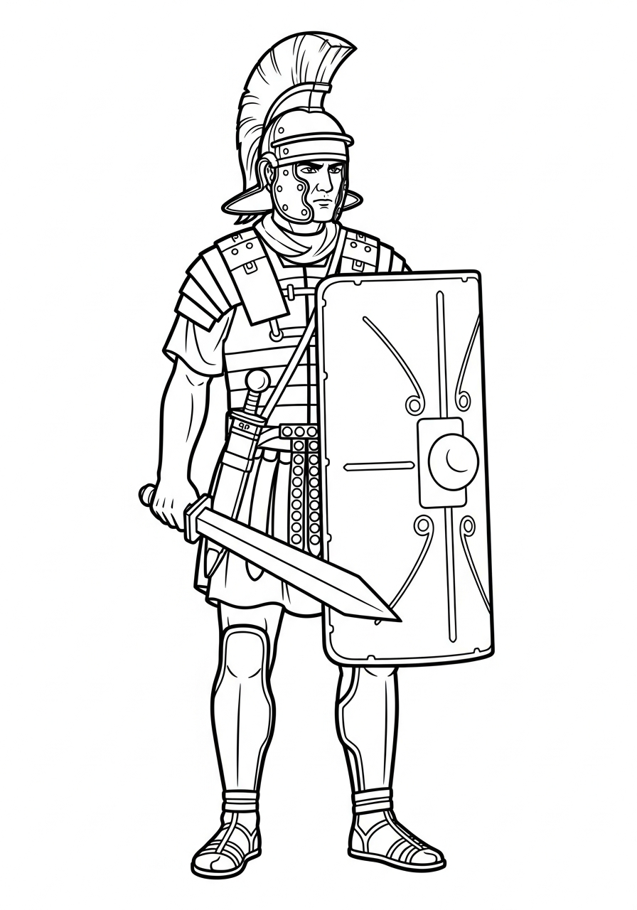 Soldier Coloring Pages 16 Roman legionary soldier with shield coloring page
