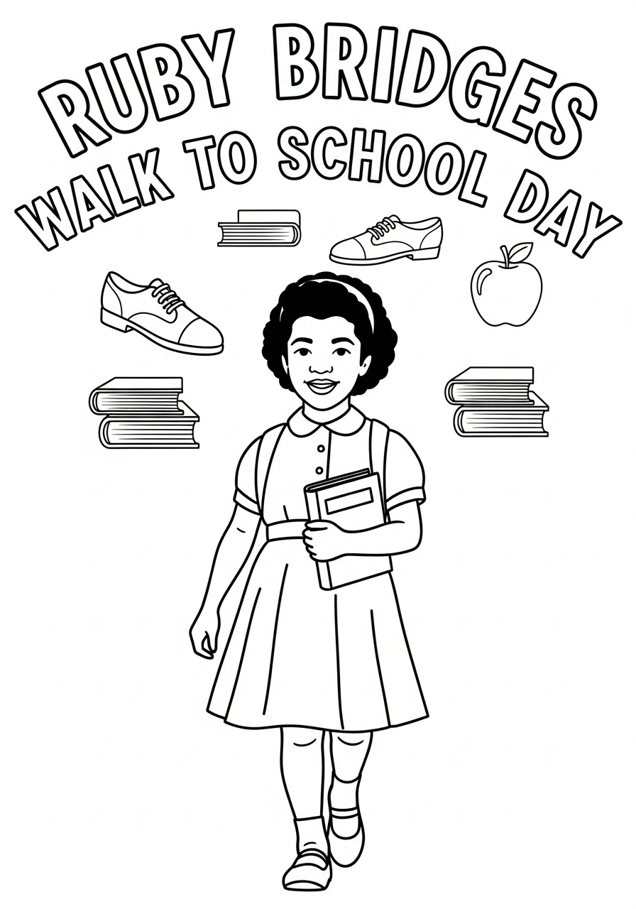 Ruby Bridges Walk to School Day coloring page