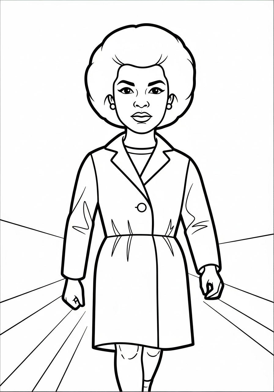 Ruby Bridges’ determined face close-up coloring page