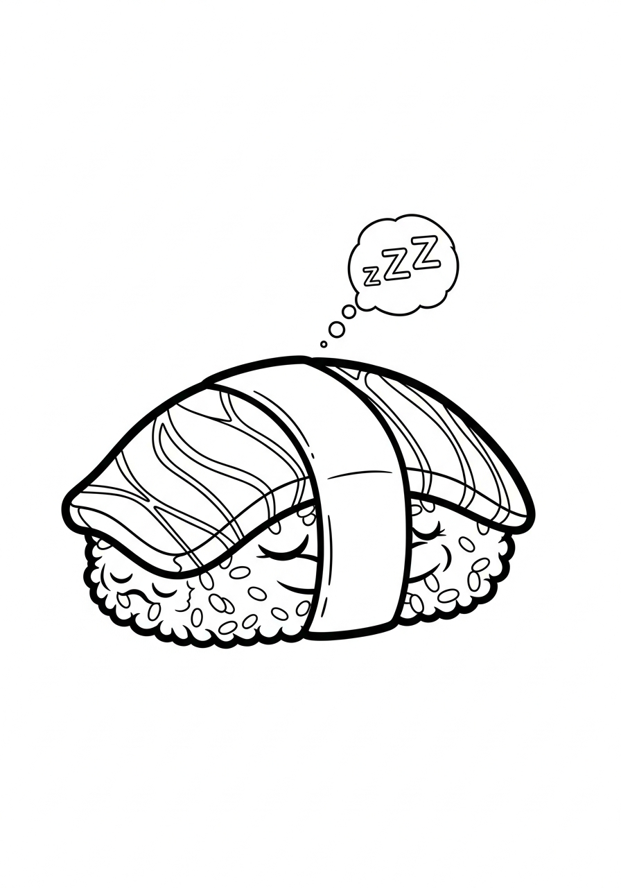 Salmon nigiri with salmon blanket coloring page