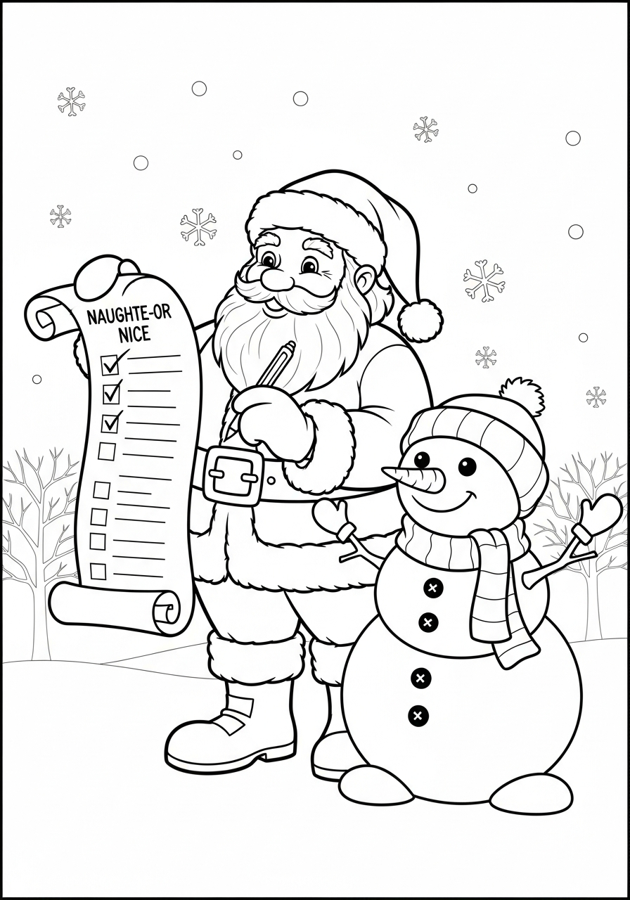 Snowman Coloring Pages 11 Santa Claus with a snowman coloring page