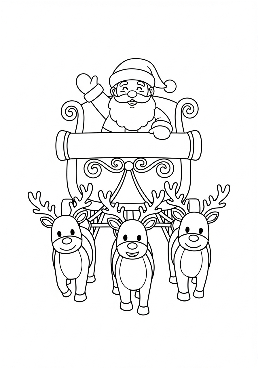 Santa Sleigh Coloring Pages 13 Santa waving from his sleigh coloring page