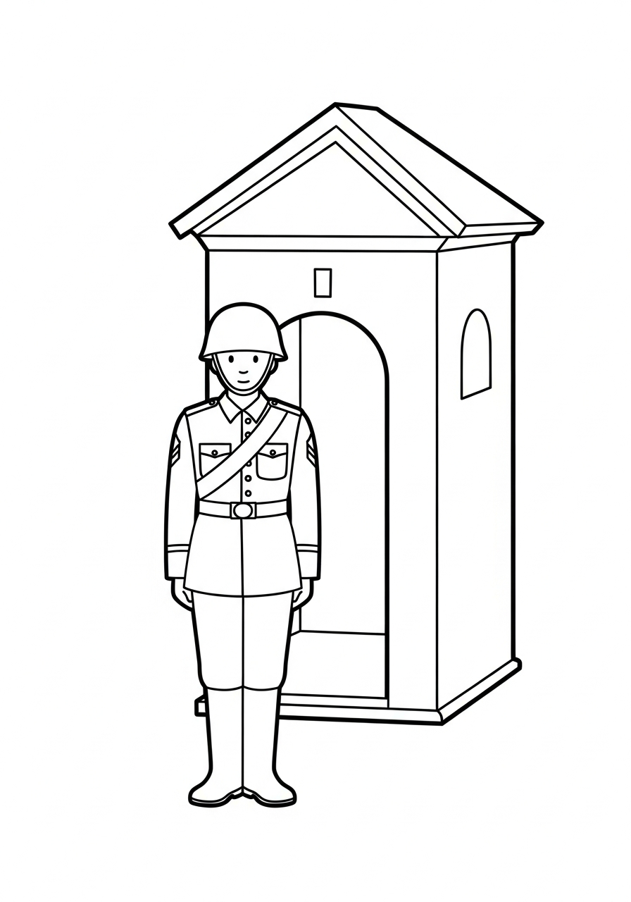 Soldier Coloring Pages 18 Sentry soldier guarding booth coloring page