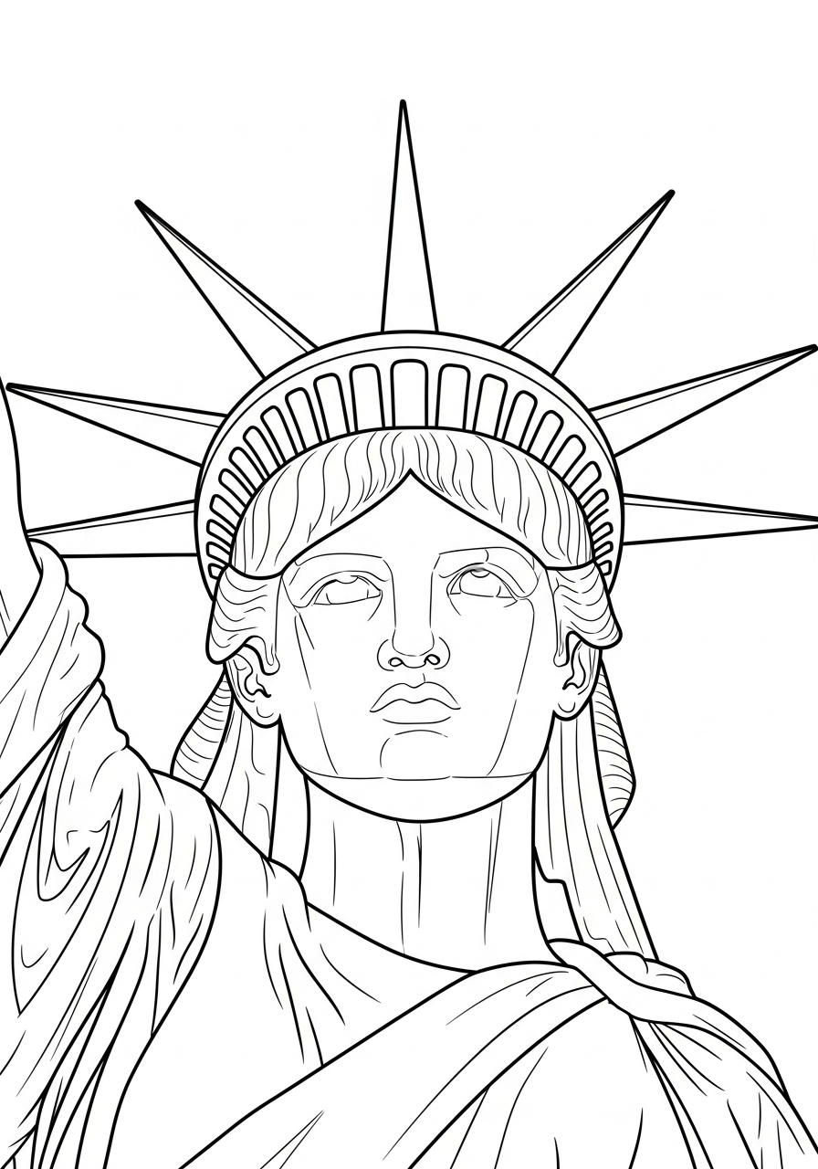Veterans Day Coloring Pages 21 Simple Statue of Liberty face coloring page