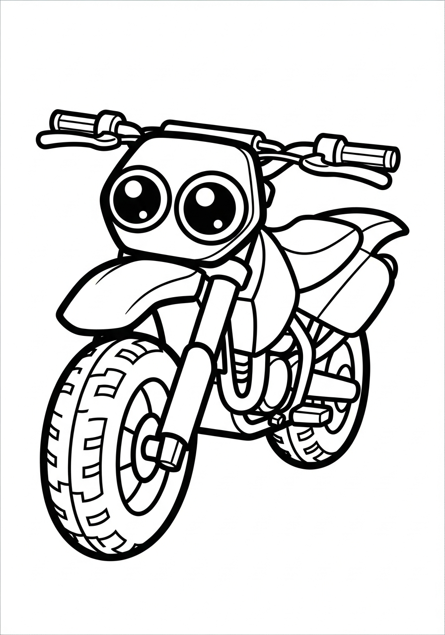 Dirt Bike Coloring Pages 28 Simple cartoon bike with big eyes coloring page