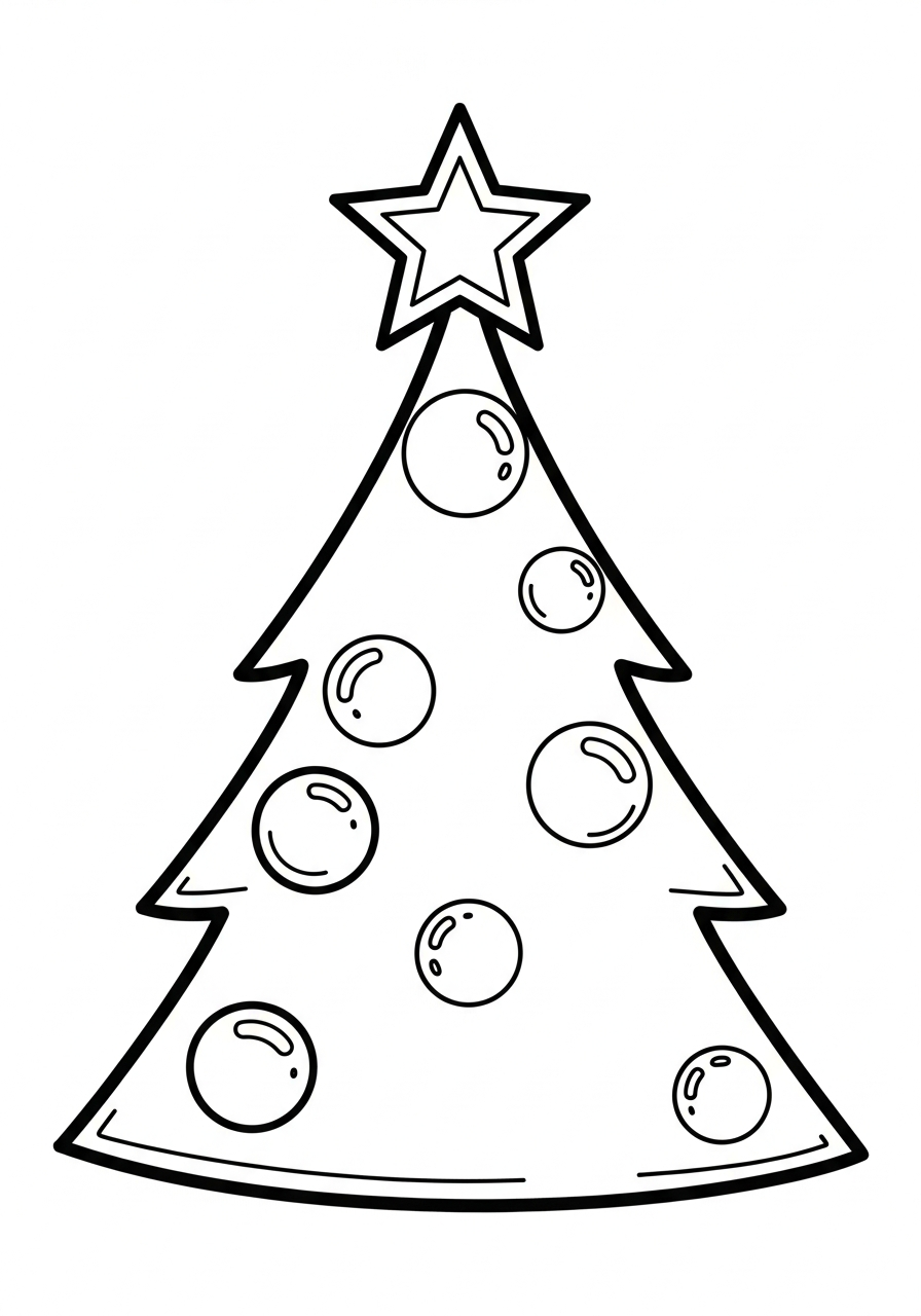 Christmas Tree Coloring Pages 17 Simple cartoon tree with star coloring page