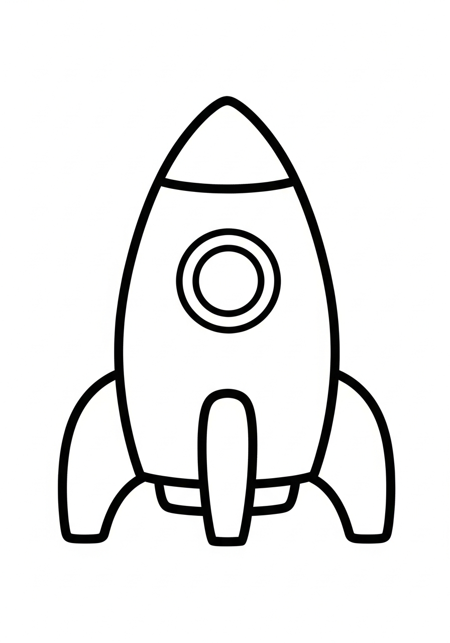 Rocket Ship Coloring Pages 23 Simple chunky toy rocket coloring page