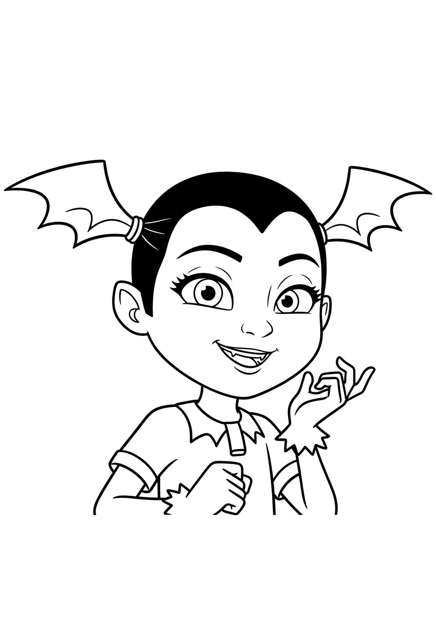 Vampirina Coloring Pages 4 Simple close-up portrait of Vee coloring page