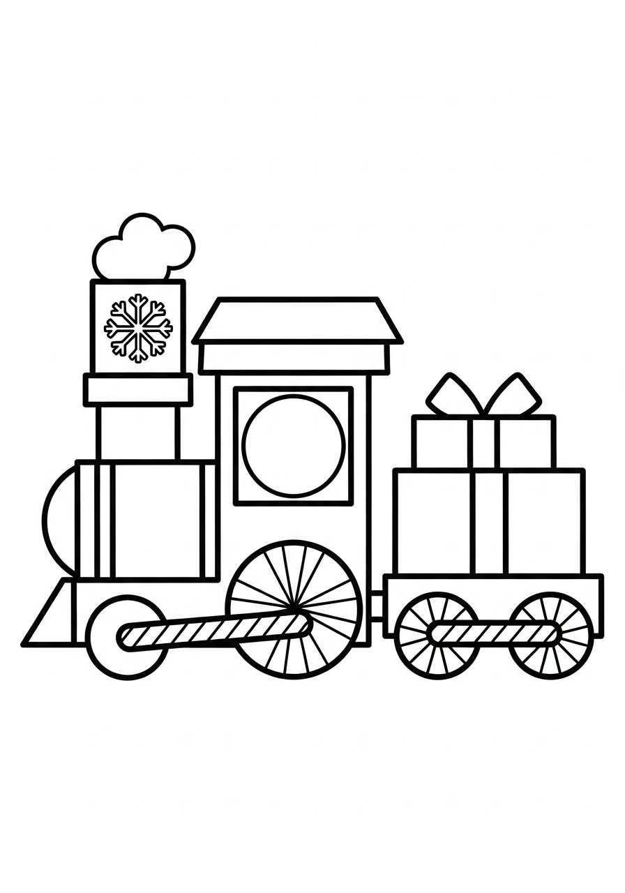 Christmas Train Coloring Pages 14 Simple geometric shapes train coloring page