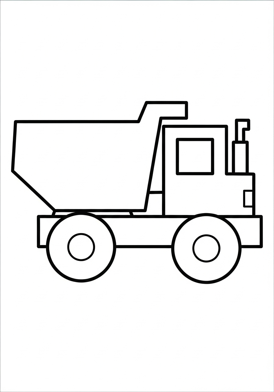 Dump Truck Coloring Pages 25 Simple shapes dump truck coloring page