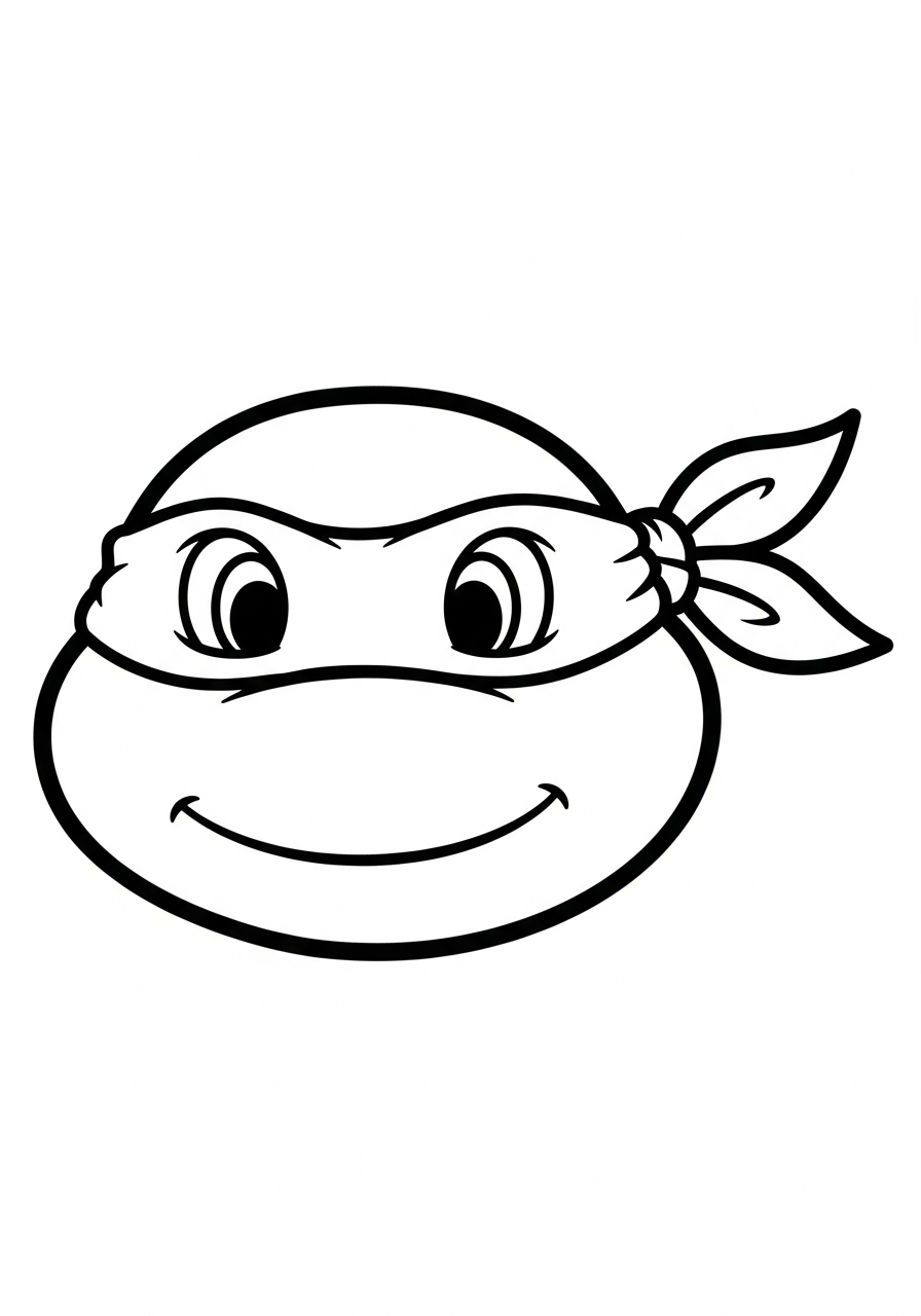Ninja Turtle Coloring Pages 23 Simple turtle face and mask coloring page