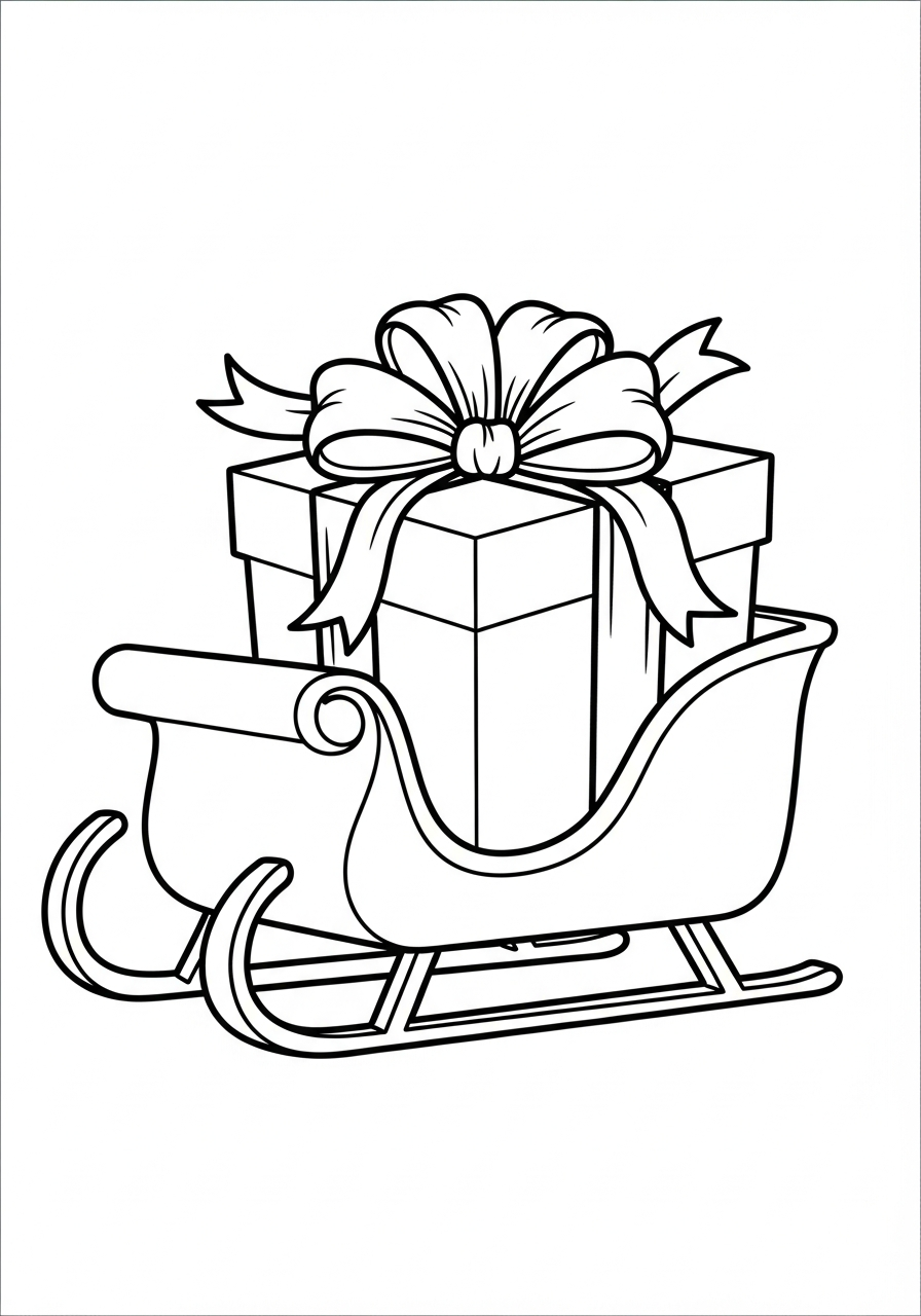 Santa Sleigh Coloring Pages 12 Sleigh carrying one giant gift coloring page