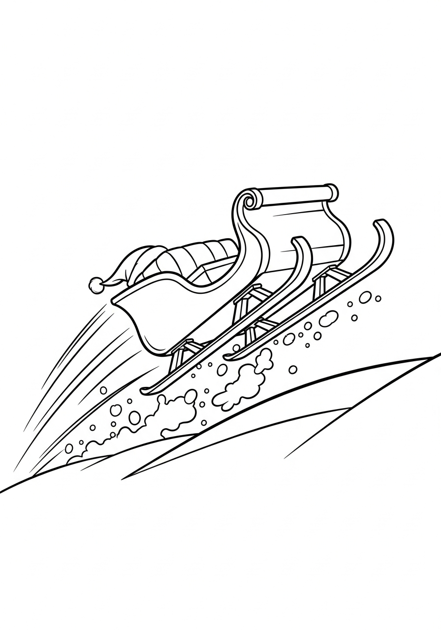 Santa Sleigh Coloring Pages 4 Sleigh taking off from snow coloring page
