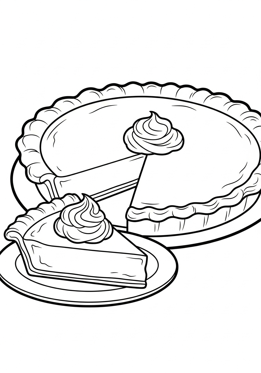 Thanksgiving Coloring Pages 22 Slice of pumpkin pie with whipped cream coloring page