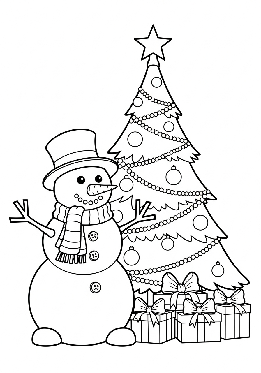 Snowman Coloring Pages 15 Snowman by outdoor Christmas tree coloring page