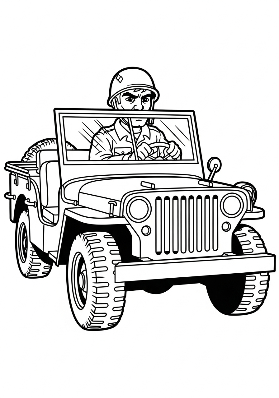 Soldier Coloring Pages 20 Soldier driving an army jeep coloring page