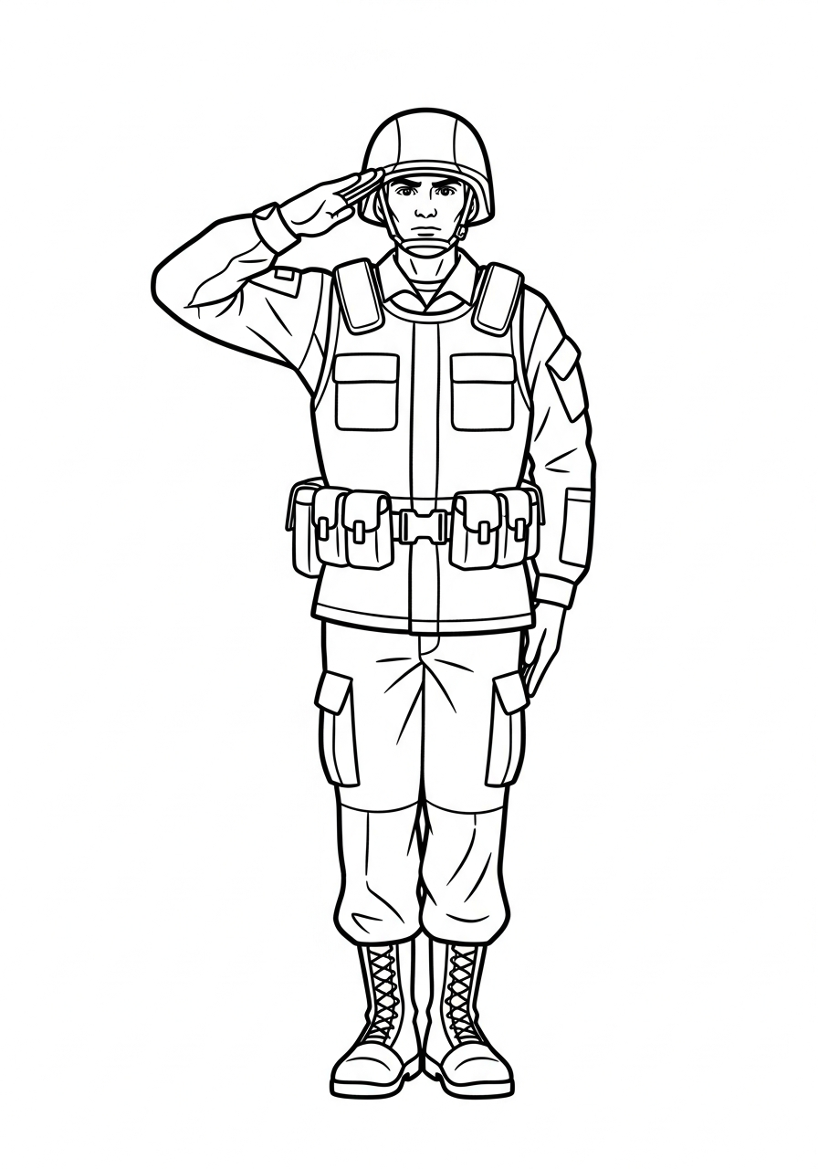 Soldier Coloring Pages 25 Soldier in uniform saluting coloring page