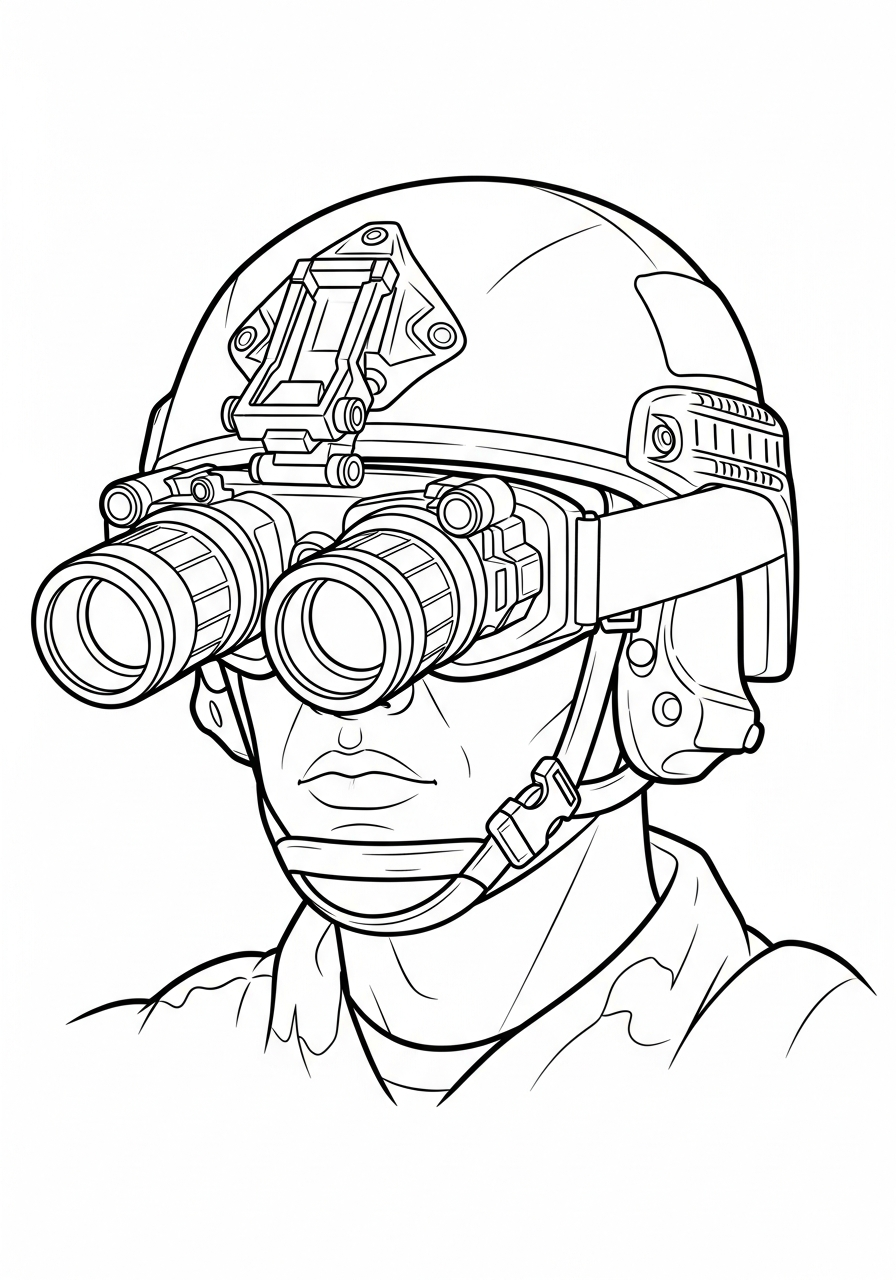 Soldier Coloring Pages 35 Soldier with night vision goggles coloring page