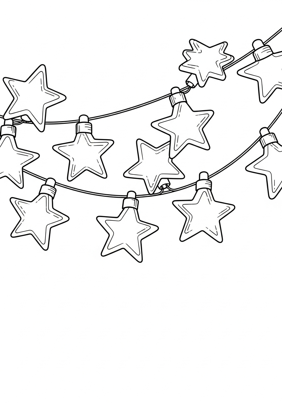 Christmas Light Coloring Pages 25 String of glowing star lights coloring page