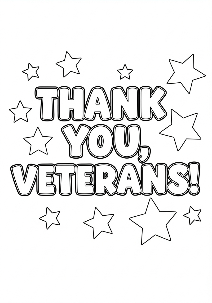 Veterans Day Coloring Pages 24 Thank You, Veterans! bubble letters coloring page