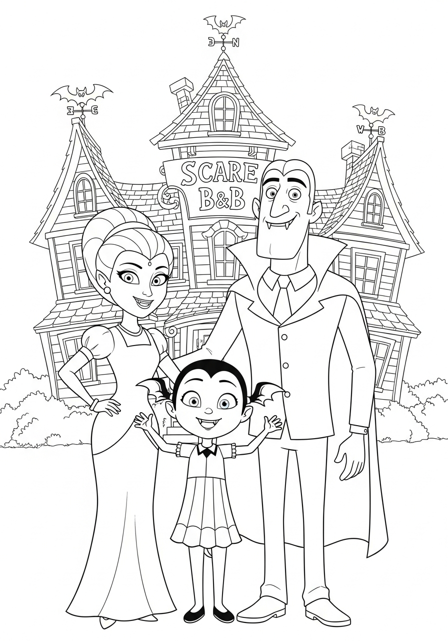 Vampirina Coloring Pages 5 The Hauntley family portrait coloring page