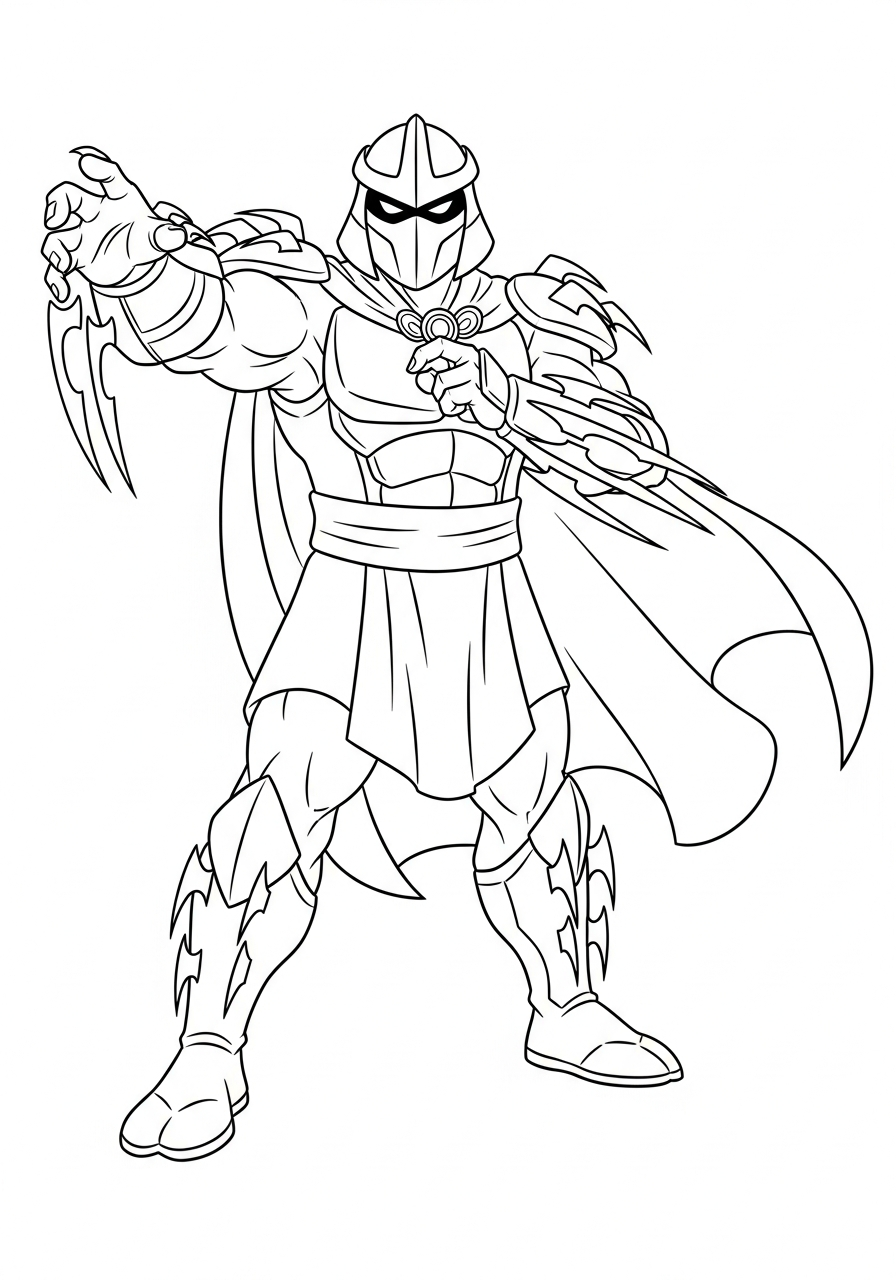 Ninja Turtle Coloring Pages 26 The menacing Shredder in power pose coloring page