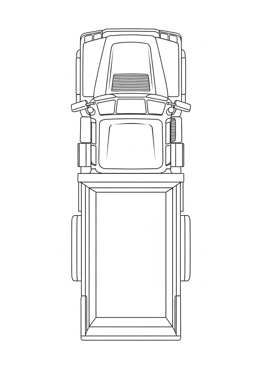 Dump Truck Coloring Pages 28 Top-down view dump truck coloring page