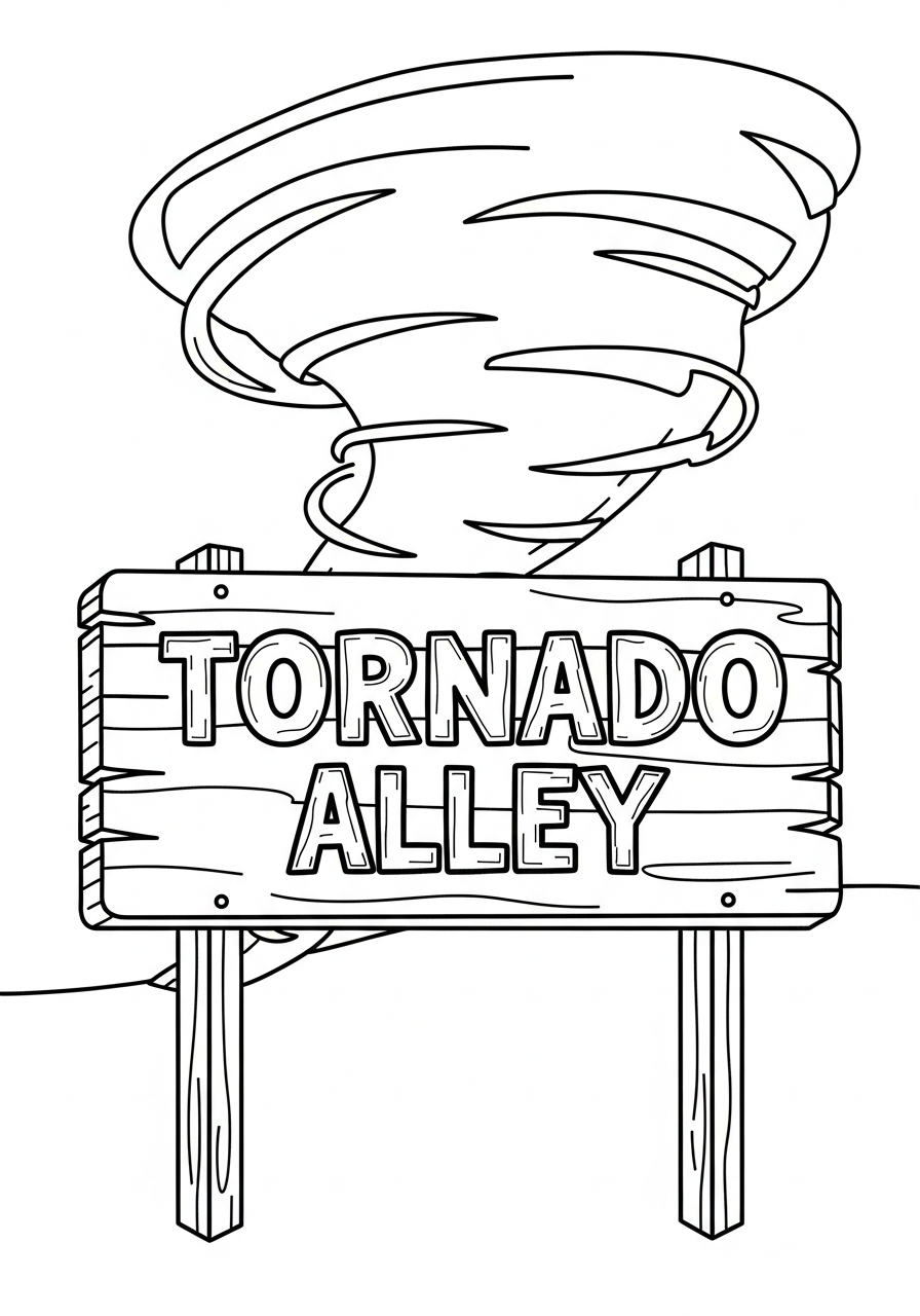Tornado Alley road sign coloring page