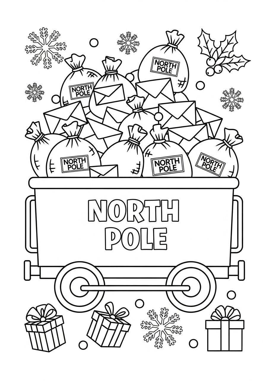 Christmas Train Coloring Pages 22 Train car full of mail coloring page