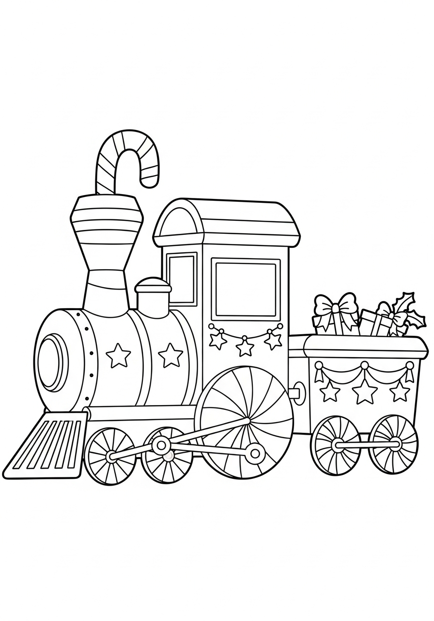 Christmas Train Coloring Pages 26 Train with candy cane wheels coloring page