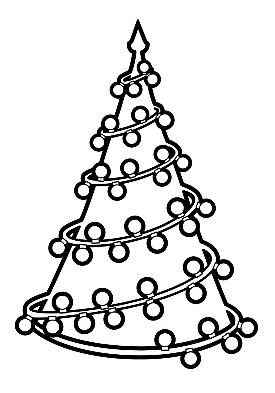 Christmas Light Coloring Pages 26 Tree outline made of lights coloring page