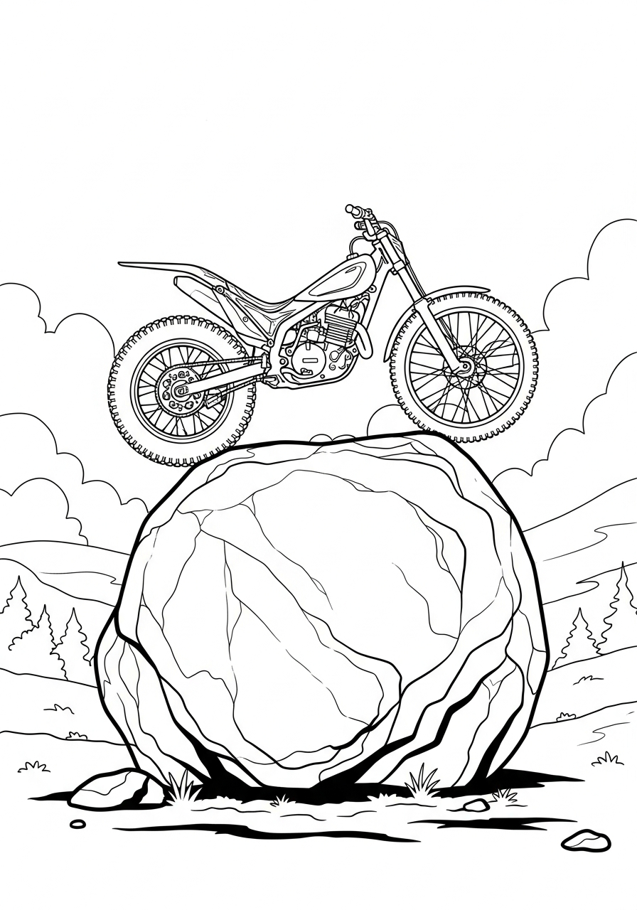 Dirt Bike Coloring Pages 29 Trials bike balancing on giant log coloring page