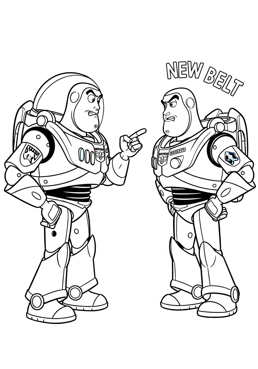 Buzz Lightyear Coloring Pages 30 Two Buzz Lightyear toys arguing coloring page