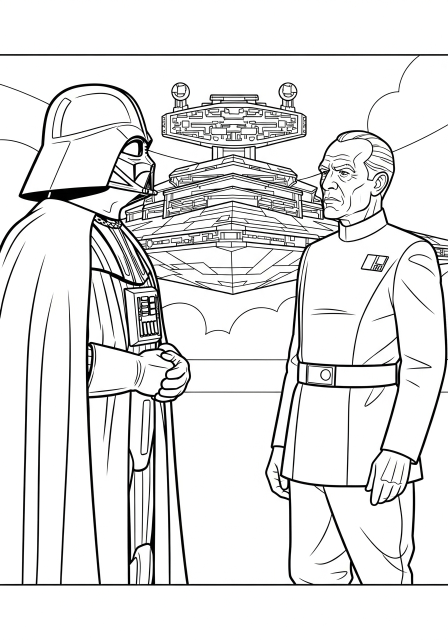 Vader and Grand Moff Tarkin planning coloring page