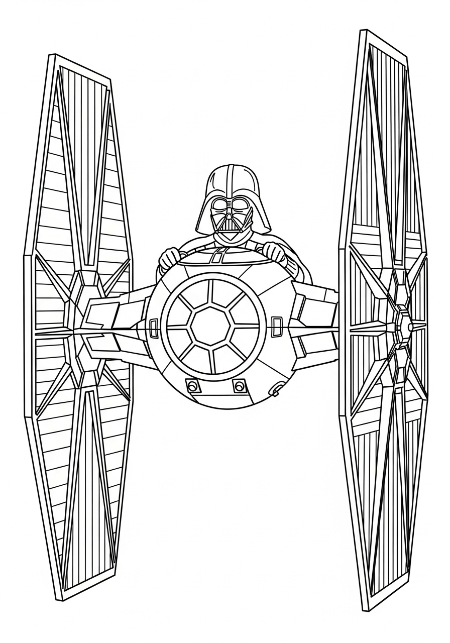 Vader pilots his TIE Advanced fighter coloring page