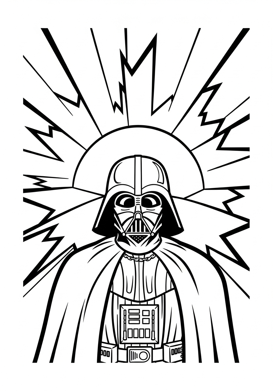 Vader’s long dramatic shadow silhouette coloring page