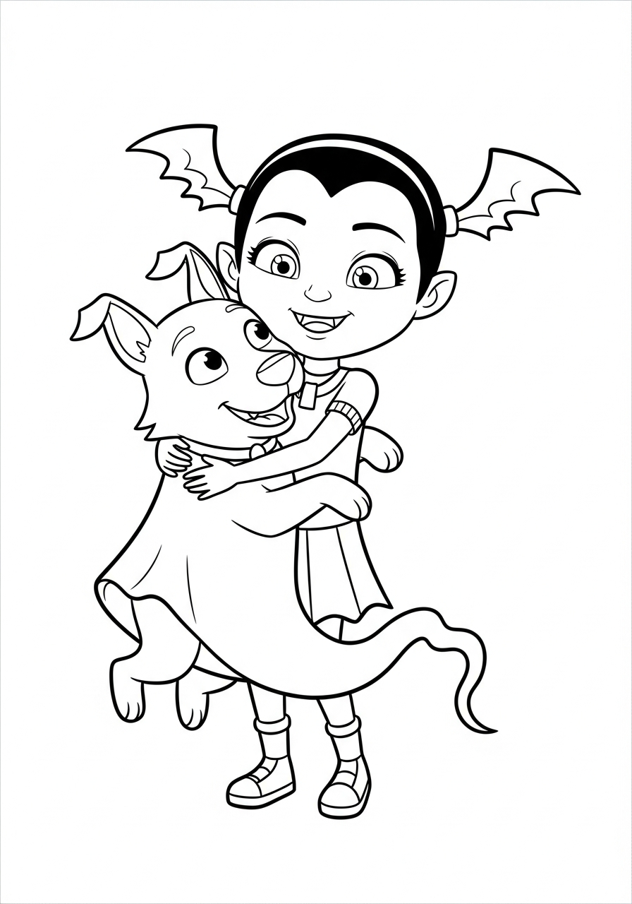 Vampirina Coloring Pages 7 Vampirina hugging Wolfie the dog coloring page