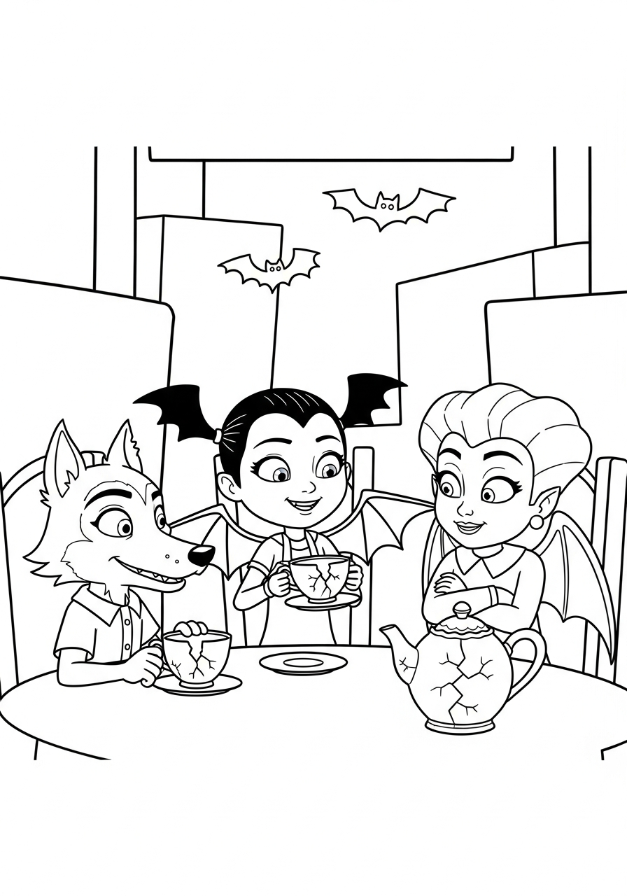 Vampirina Coloring Pages 9 Vampirina’s spooky tea party coloring page