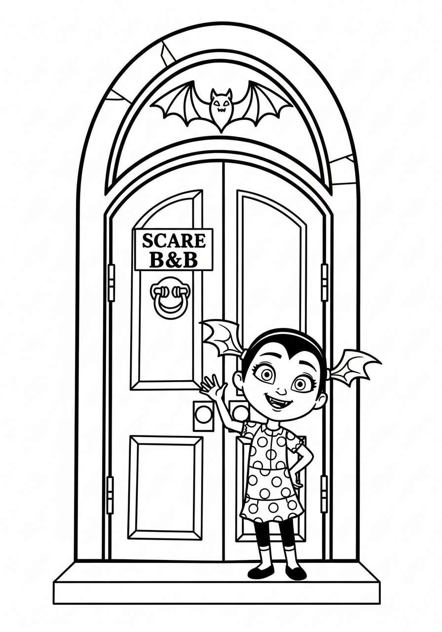 Vampirina Coloring Pages 14 Vee at Scare B&B door coloring page