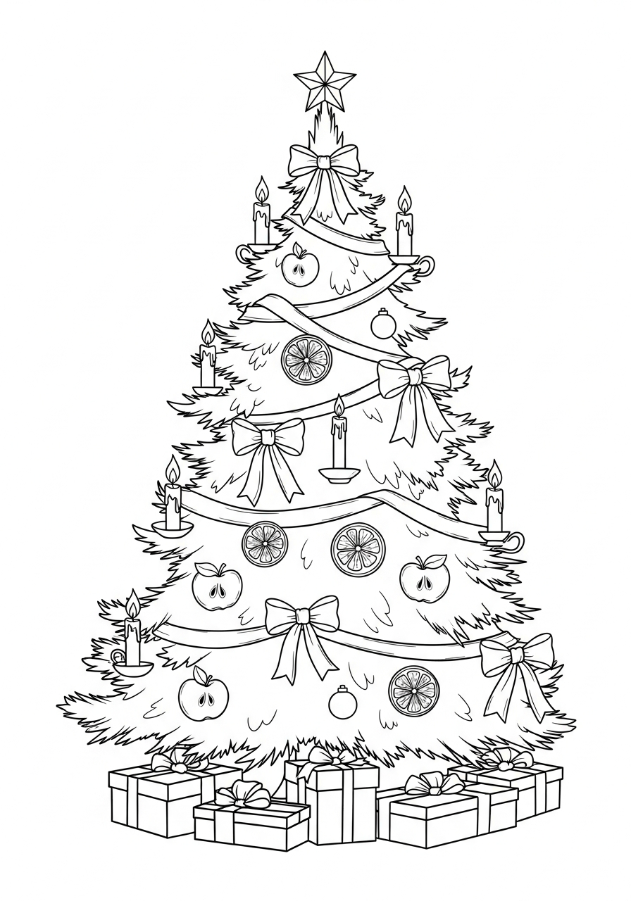 Christmas Tree Coloring Pages 27 Vintage Victorian tree with candles coloring page