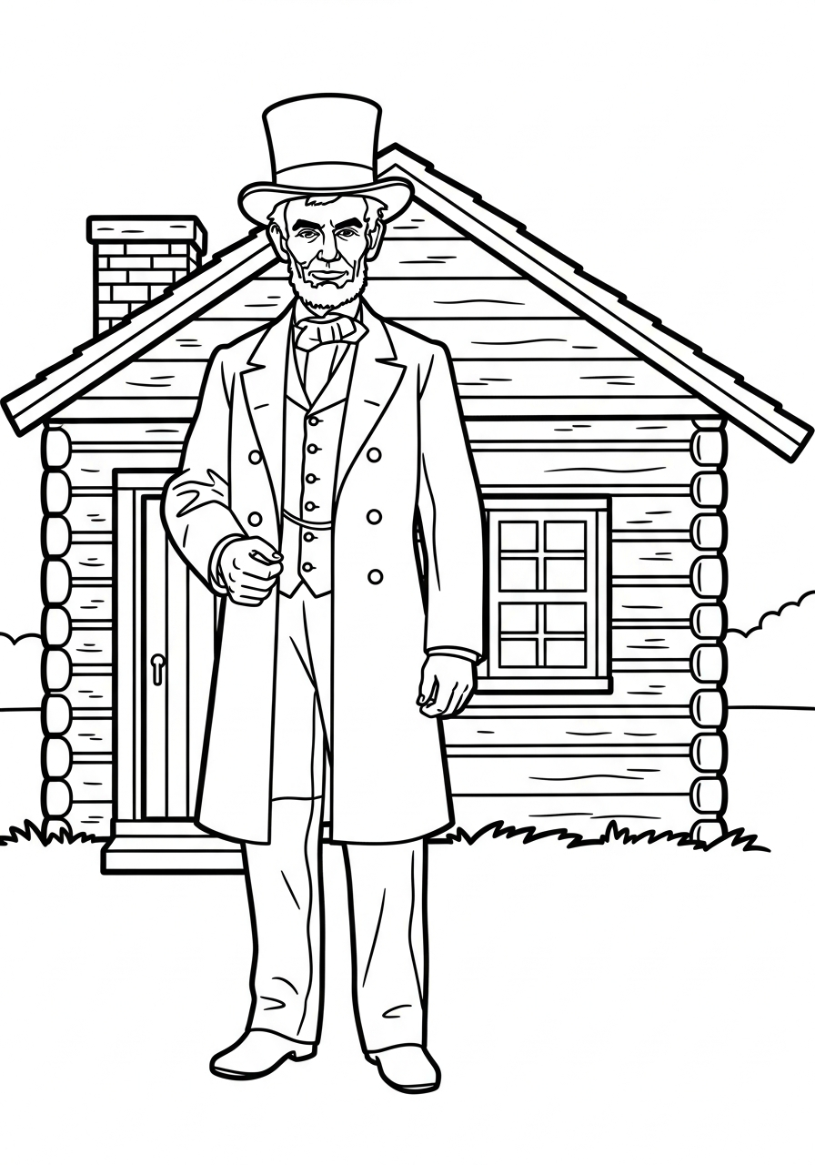 Abraham Lincoln Coloring Pages 2 Abraham Lincoln by log cabin coloring page