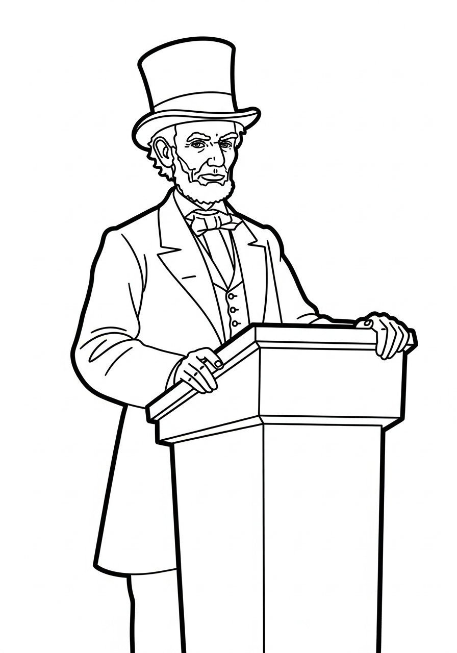 Abraham Lincoln Coloring Pages 3 Abraham Lincoln giving Gettysburg Address coloring page