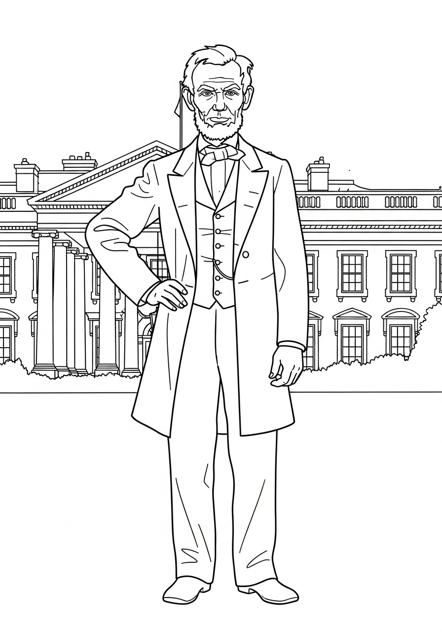 Abraham Lincoln Coloring Pages 5 Abraham Lincoln outside White House coloring page
