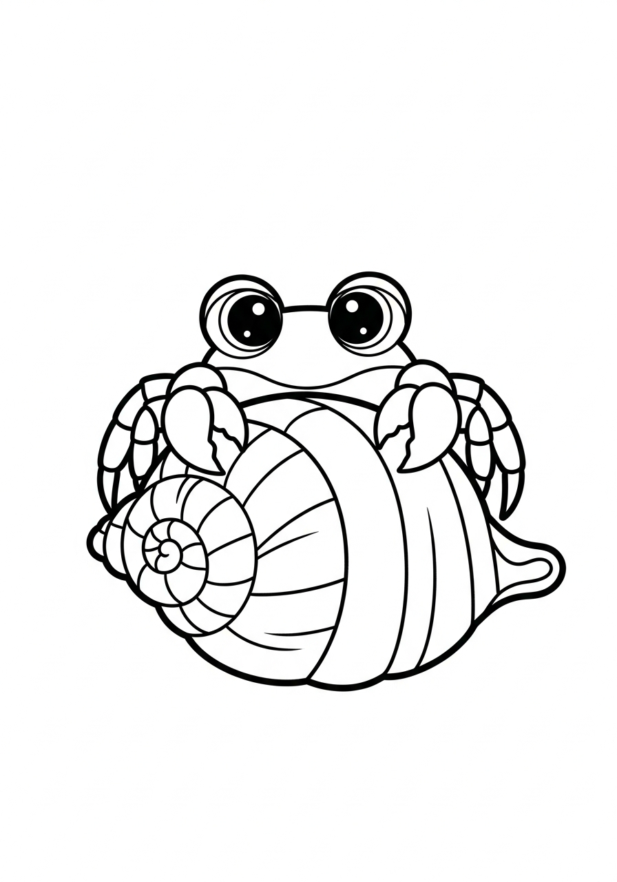 Crab Coloring Pages 2 Adorable baby crab hiding coloring page