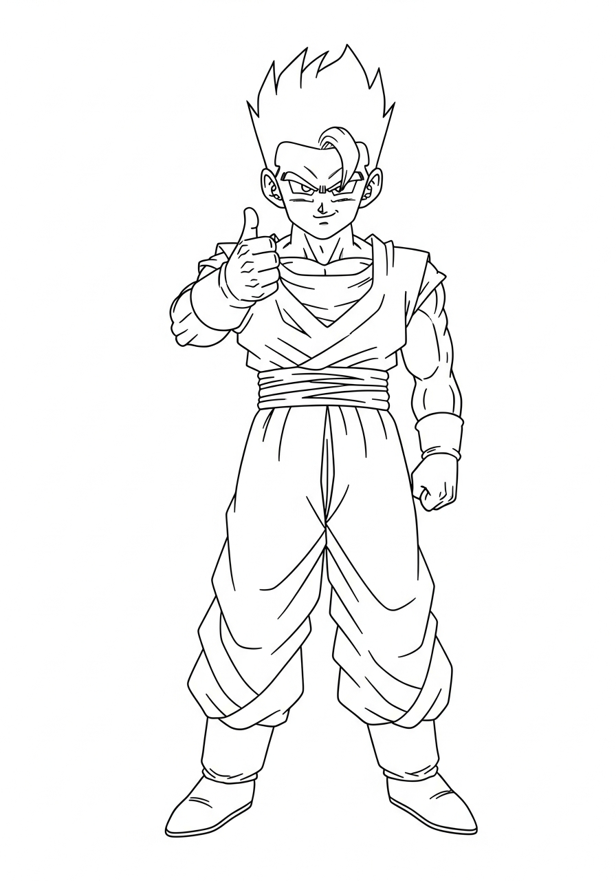 Adult Mystic Gohan thumbs up coloring page